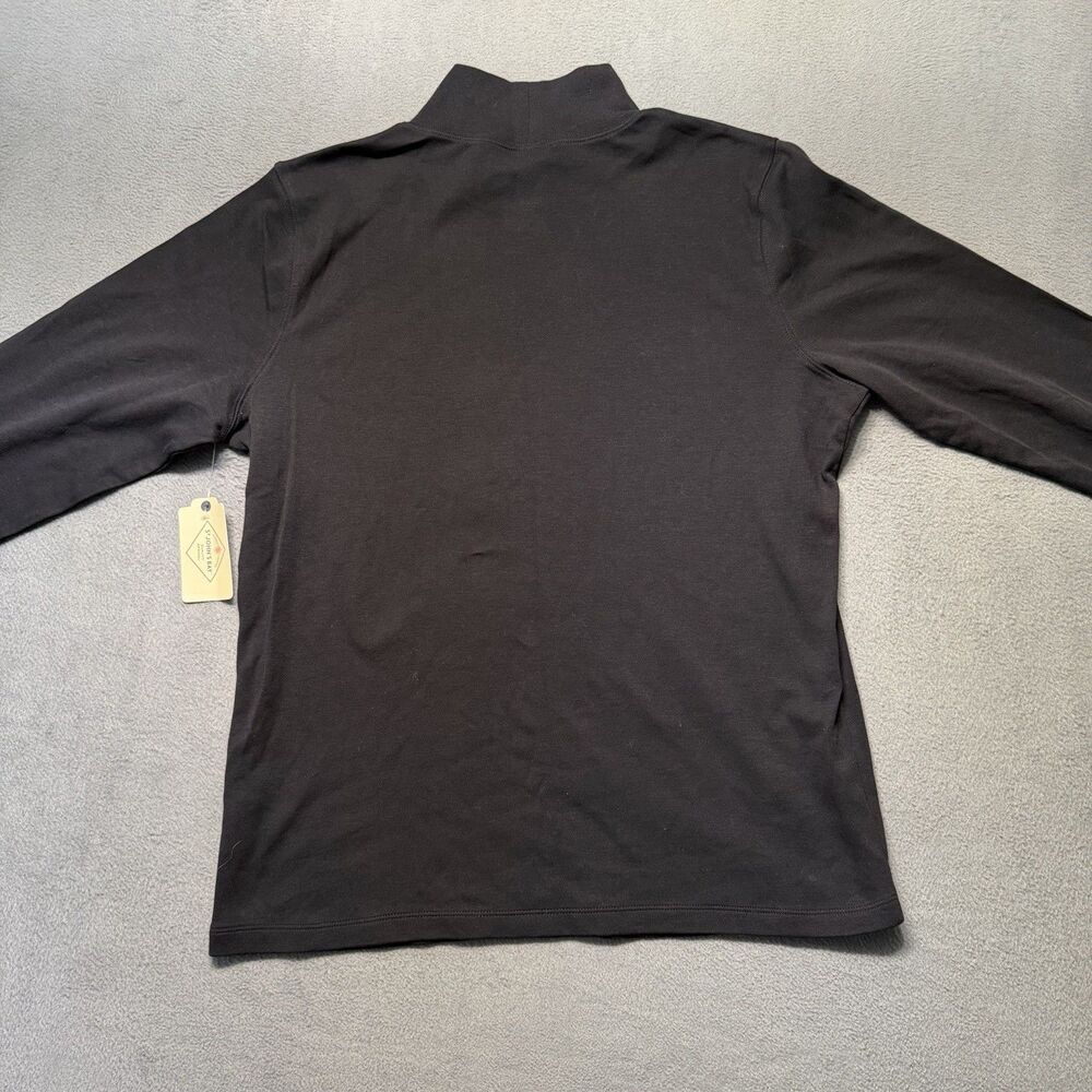 St Johns Bay Womens XL Mock Neck Shirt Black Long Sleeve Cotton T Shirt NWT - Picture 2 of 7